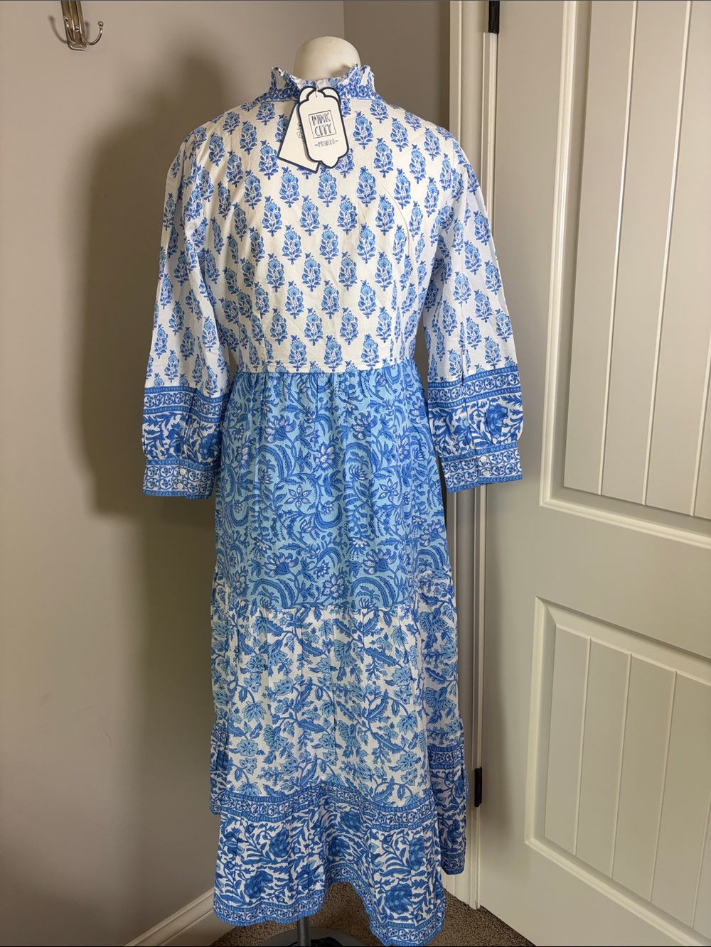 Tuckernuck Pink City Prints Gemma Dress Ocean Mix Blue White Sz S NEW - Picture 9 of 15